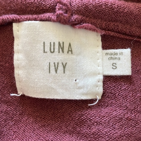 Luna Ivy Burgundy Knit Hooded Cardi S - Picture 5 of 6